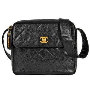 CHANEL Coco Mark Matelasse Chain Shoulder Bag Black Caviar